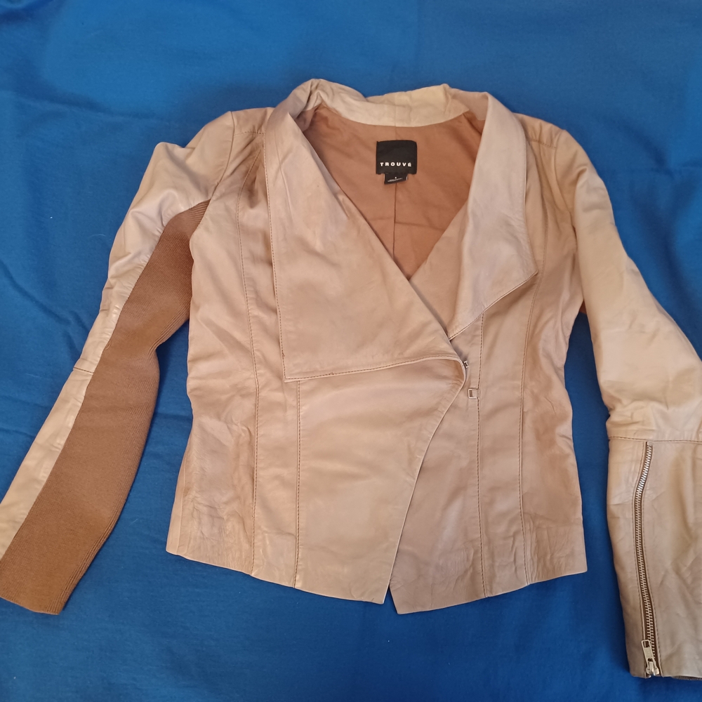 Trouve Beige Leather Jacket